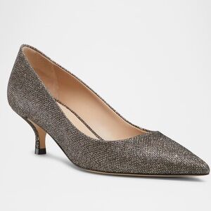 Stuart Weitzman power 50 Stuart metallic kitten heel pumps 6.5 / 36.5 like new